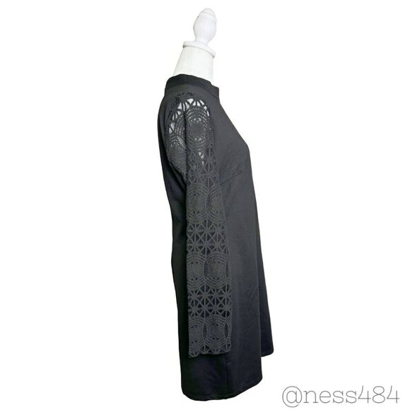 Lulus Mock Neck Lace‎ Sleeve Black Sheath Dress XL - Picture 3 of 5
